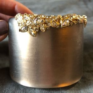 Alexis Bittar taupe, gold &crystal cuff bracelet